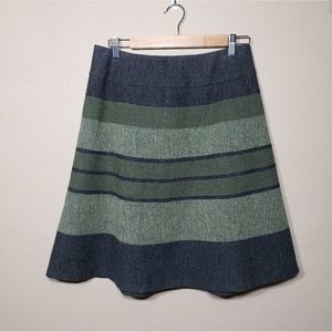 Pendleton Wool Striped Skirt Green Gray A-line 8